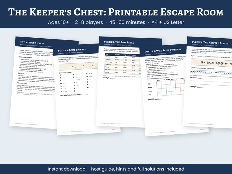 Printable Escape Room Game for Kids and Families, Lighthouse Mystery …