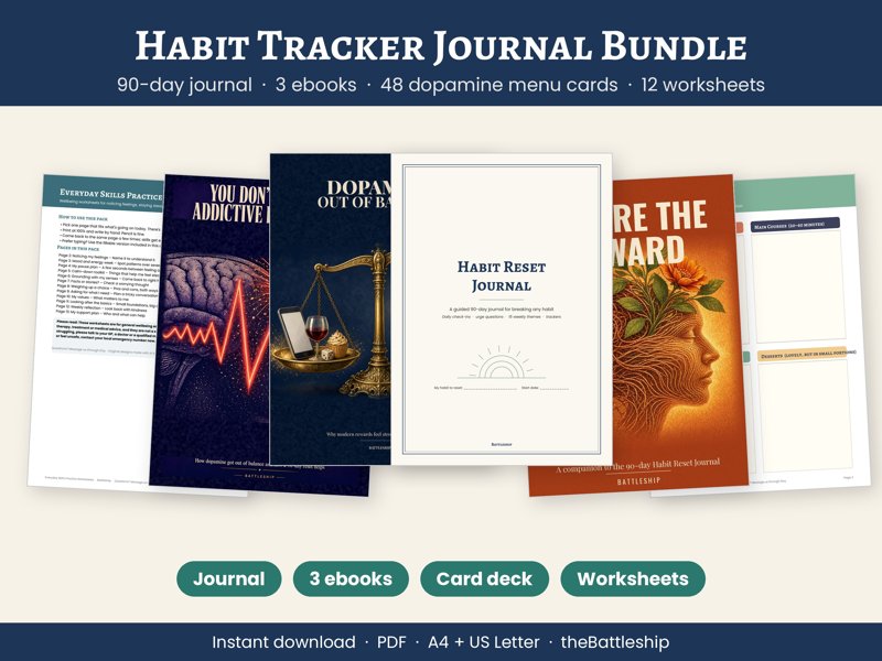 Habit Reset Library: 90-Day Journal, 3 Ebooks, Card Deck and Worksheets